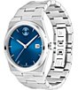 Color:Silver/Blue - Image 3 - Men's Quest Blue Dial Quartz Analog Stainless Steel Bracelet Watch