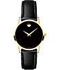 Color:Black - Image 1 - Museum Classic Black and Gold Calfskin Strap Analog Watch