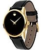 Color:Black - Image 2 - Museum Classic Black and Gold Calfskin Strap Analog Watch