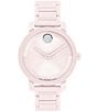 Color:Pink - Image 1 - Women's Bold 2.0 Quartz Analog Pink Ceramic Bracelet Watch