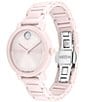 Color:Pink - Image 2 - Women's Bold 2.0 Quartz Analog Pink Ceramic Bracelet Watch