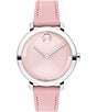 Color:Pink - Image 1 - Women's Bold 2.0 Quartz Analog Pink Leather Strap Watch