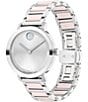 Movado Women's Bold 2.0 Quartz Analog Two Tone Ceramic and Stainless Steel Crystal Bracelet Watch, Color:Two Tone - Image 2