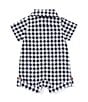 Color:Blue - Image 2 - Baby Boys 3-12 Months Short-Sleeve Gingham-Checked Shortall