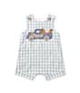 Color:Blue - Image 1 - Baby Boys 3-18 Months Sleeveless Checked Easter-Themed/Truck Applique Shortall