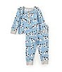 Color:Blue - Image 1 - Baby Boys 9-18 Months Long-Sleeve Cow-Print Pajama Tee & Matching Pajama Pant Set