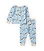 Color:Blue - Image 2 - Baby Boys 9-18 Months Long-Sleeve Cow-Print Pajama Tee & Matching Pajama Pant Set