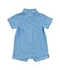 Color:Blue - Image 2 - Baby Boys Newborn-12 Months Short Sleeve Denim Shortall