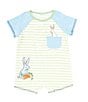 Color:Green - Image 1 - Baby Boys Newborn-12 Months Striped Easter Bunny Pocketed Shortall