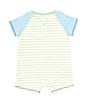 Color:Green - Image 2 - Baby Boys Newborn-12 Months Striped Easter Bunny Pocketed Shortall