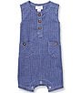 Mud Pie Baby Boys Sleeveless Gingham Jon Jon Romper - Image 1