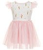 Mud Pie Baby Girls Flutter-Sleeve Color Block/Ice Cream Motif Tutu Dress, Color:White - Image 1