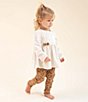 Color:Brown - Image 3 - Baby Girls 12 Months-5T Long Sleeve Velvet Tunic & Printed Rib Knit Leggings Set