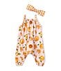 Color:Orange - Image 1 - Baby Girls 3-12 Months Sleeveless Printed Gauze Coverall