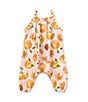 Color:Orange - Image 2 - Baby Girls 3-12 Months Sleeveless Printed Gauze Coverall