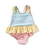 Mud Pie Baby Girls Color Block Seersucker Swimsuit, Color:Blue - Image 1