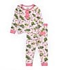 Color:Pink - Image 1 - Baby Girls 9-18 Months Long-Sleeve Golf-Themed-Print Top & Pajama Pant Set