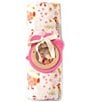 Color:Pink - Image 1 - Baby Girls Chicken Floral Printed Swaddle Blanket & Teething Ring 2-Piece Set