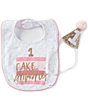 Color:Pink - Image 1 - Baby Girls First Birthday Cake Smasher Bib & Hat Set