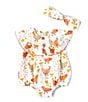 Color:Pink - Image 1 - Baby Girls Newborn-9 Months Flutter-Sleeve Floral/Chicken-Printed Bubble Romper