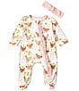 Color:Pink - Image 1 - Baby Girls Newborn-9 Months Long-Sleeve Floral/Chicken-Printed Footie Coverall