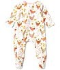 Color:Pink - Image 2 - Baby Girls Newborn-9 Months Long-Sleeve Floral/Chicken-Printed Footie Coverall