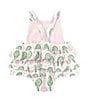 Color:Pink - Image 2 - Baby Girls Newborn-9 Months Sleeveless Seersucker Tennis-Themed Ruffled-Seat Bodysuit