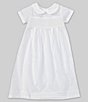Color:White - Image 1 - Baby Newborn-6 Months Short-Sleeve Smocked Christening Gown