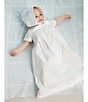 Color:White - Image 2 - Baby Newborn-6 Months Short-Sleeve Smocked Christening Gown