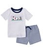 Color:Blue - Image 1 - Baby/Little Boys 12 Months-5 Short-Sleeve Golf-Themed Jersey Tee & Seersucker Shorts Set