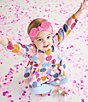 Color:Pink - Image 4 - Baby/Little Girls 12 Months-5T Long Sleeve Large Dot Gauze Tunic Top & Solid Rib Knit Leggings Set