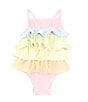 Color:Multi - Image 1 - Baby/Little Girls 3 Months-5T Gingham Checked Seersucker One-Piece Swimsuit