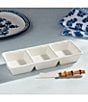 Mud Pie Bamboo Triple Tidbit Dish with Spreader, Color:White - Image 2