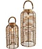 Mud Pie Battery-Operated Lighted Rattan Lantern, Set of 2 - Image 1