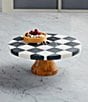 Color:Black/Check - Image 2 - Bistro Checkered Marble Pedestal Cake Plate