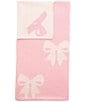 Mud Pie Bow-Printed Knit Receiving Blanket, Color:Light Pastel Pink - Image 1