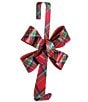 Mud Pie Classic Christmas Collection Tartan Plaid Metal Bow Wreath Door Hanger - Image 2