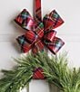 Mud Pie Classic Christmas Collection Tartan Plaid Metal Bow Wreath Door Hanger - Image 1