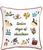 Mud Pie Classic Christmas Collection Twelve Days of Christmas Square Pillow - Image 1
