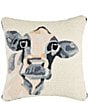 Mud Pie Cow Hooked Wool Square Pillow - Image 1