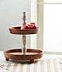Mud Pie Farmstead Banister Wood 2-Tiered Server, Color:Brown - Image 2