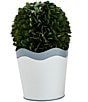 Mud Pie Garden Collection Scalloped Boxwood Topiary Pot, Color:Green - Image 2