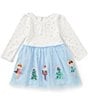 Mud Pie Girls Long Sleeve Sequin Embellished Nutcracker Applique Dress - Image 1