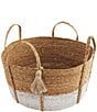 Color:Dark Beige - Image 1 - Happy Everything Collection Round Seagrass Basket Set with Handles