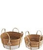 Color:Dark Beige - Image 2 - Happy Everything Collection Round Seagrass Basket Set with Handles