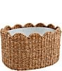Mud Pie Happy Everything Scalloped Woven Ice Bucket Party Tub, Color:Dark Beige - Image 1