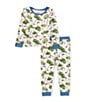 Color:Green - Image 1 - Little Boys 2T-5T Long-Sleeve Golf-Theme-Printed Top & Matching Pajama Pant Set