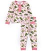Color:Pink - Image 1 - Little Girls 2T-5T Long-Sleeve Golf-Themed-Print Top & Pajama Pant Set