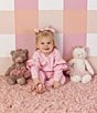 Mud Pie Little Girls Long Double Ruffle Sleeve Quilted Bow Top & Matching Jogger 2-Piece Set, Color:Pink - Image 2