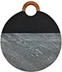 Color:Black - Image 1 - Mercantile Round Black Wood and Marble Cheeseboard